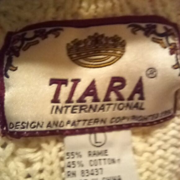 VTG Tiara Chunky Knit Sweater-Large-Geometric-3D Embellishments-Shoulder Pads - Picture 6 of 9